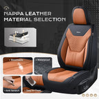 Coverado Car Seat Covers Full Set, Front Seat Covers with Lumbar Support and Back Seat Cover Waterproof Leather Automotive Seat Cover, Universal Car Interior Protectors Cushion for Most Cars