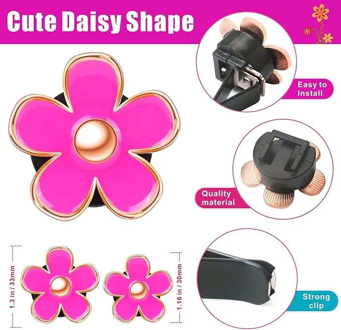 Cute Pink Car Accessories for Women Teens Girls 6pcs Boho Flowers Cars Air Fresheners Vent Clips Girly Automotive Truck Smell Freshener Gadgets Diffuser Aesthetic Decor Valentines Gifts for Her Women