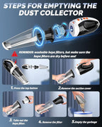 BRL Handheld Vacuum Cordless, Car Vacuum Cleaner with Powerful Suction, 2 Modes Mini Hand Vacuum, Dry & Wet, LED Light, Portable Vacuum for Car Pet Hair, Home, Office, Keyboards Black Orange