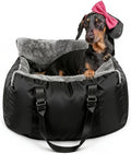 Dog Car Seat for Small Dogs,Double-Sided Washable Portable Travel Bed with Detachable Design, Black - Gray Handbag,Style Booster Seat(Under 25 Lbs)