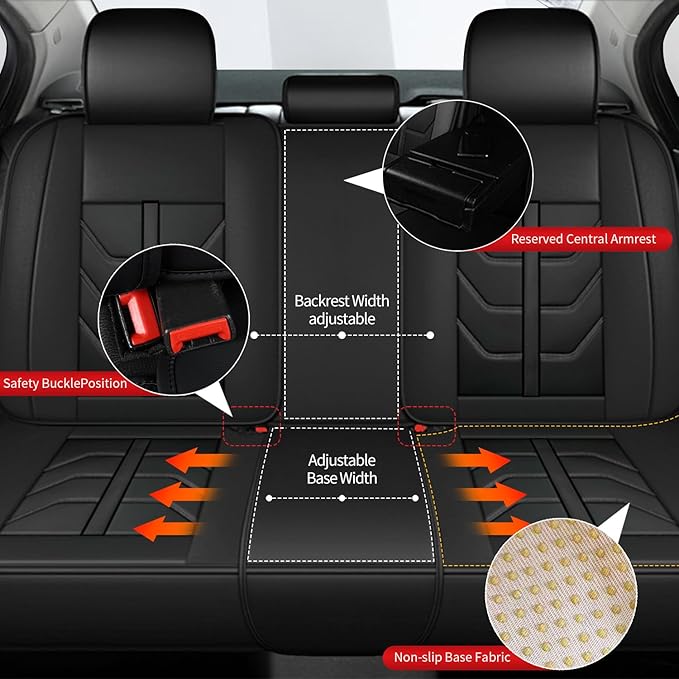 TTX LIGHTING Car Seat Covers fit for Hyundai Elantra 2017-2026 Full Set: Premium Leather Automotive Seat Cover with Airbag Compatible Waterproof (5 Seats, Black)