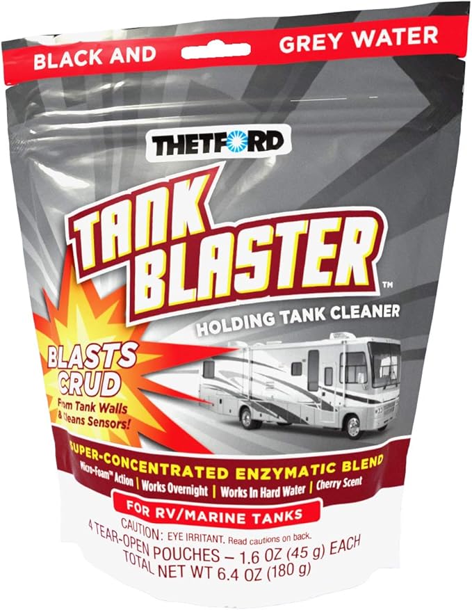 Thetford Tank Blaster - Level Sensor Cleaner - Black & Grey Waste Water Holding Tanks & Portable Tanks Cleaner - 4 x 1.6 oz Packets 96527,White (Pack of 6)