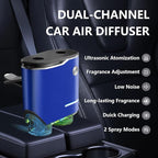 Smart Car Air Fresheners Diffuser with 4pcs Essential Oils, Automotive Scent Dispenser Rechargeable Aromatherapy Diffuser Vent Clip for Cars, 3 Adjustable Modes (Blue)