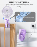 Portable Stroller Mini Fan, Small Rechargeable Personal Fan, Travel Essentials for Baby, Wagon, Car Seat, Treadmill, Battery Powered Biking Gear Accessories, 360° Rotation, 3-Speed, Display
