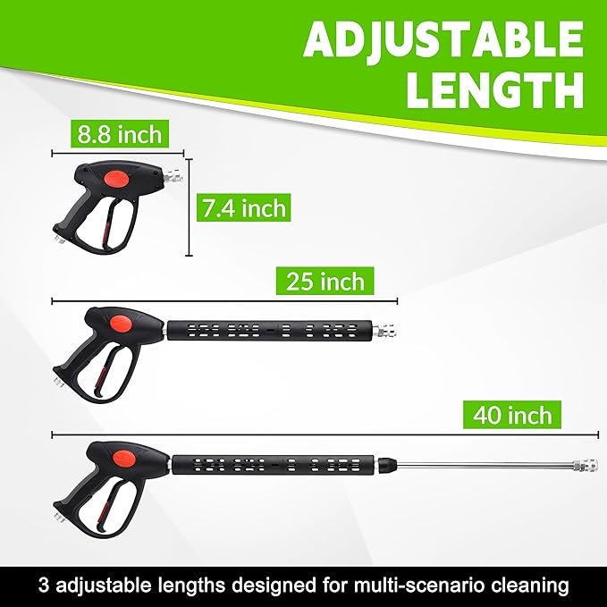 M MINGLE Pressure Washer Hose and Gun Kit, 25 FT Power Washer Hose with 5 Nozzle Tips and M22-14mm Fitting, Replacement for Ryobi, Simpson, Craftsman