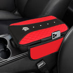 NBTEPEM Bling Crown Car Center Console Armrest Cover, Leather Middle Console Cover Cushion with 2 Storage Bags, Car Armrest Storage Box Interior Accessories for Most Vehicles(Red)