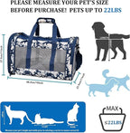 Soft-Sided Kennel Pet Carrier for Small Dogs, Cats, Puppy, Airline Approved Cat Carriers Dog Carrier Collapsible, Travel Handbag & Car Seat (Blue White Floral, 19" L x 11" W x 11" H)