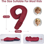 Kids Travel Neck Pillow, Toddler Travel Pillow for Car & Airplane and Head & Chin Support, Comfortably Travel Neck Pillow for Road Trip Sleeping, Gifts for Toddler/Child/Kids (Wine Red & Dark Blue)