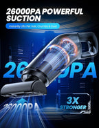 Yedop Handheld Vacuum Cordless, 26,000 Pa High Power Suction, Portable Rechargeable Car Vacuum Cleaner for Home, Office, Pet Hair, Car Detailing, Black