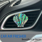 Seashell Car Decor,Coastal Car Air Freshener,Iridescent Abalone Seashell Air Vent Clips,Ocean Themed Car Interior Dashboard Accessories,Girly Refillable Diffuser