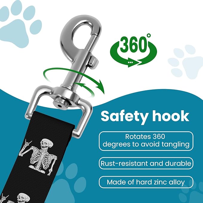 Adjustable pet cat and Dog car seat Belt，The Lanyard is Flexible and Adjustable from 20 to 33 inches (Skull)
