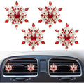 Bling 4Pcs Snowflake Air Vent Clips Car Air Freshener Outlet Clips Bling Rotatable Snowflake Car Vent Decorations Stress Relief Auto Accessories Toy Refillable (Red)