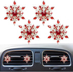 Bling 4Pcs Snowflake Air Vent Clips Car Air Freshener Outlet Clips Bling Rotatable Snowflake Car Vent Decorations Stress Relief Auto Accessories Toy Refillable (Red)