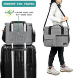 PetAmi Dog Travel Bag - Travel Pet Organizer with Food Container and Bowls, Perfect for Weekend Camping, Cat Diaper Bag (Stripe Black, Medium)