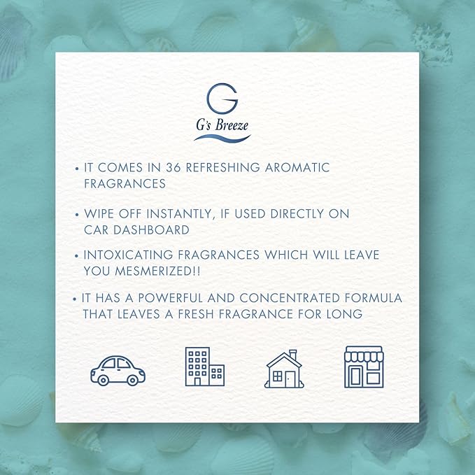 G's Breeze Blue Air Freshener - Ocean Inspired Refreshing Scent, Long-Lasting Aroma, Calming Atmosphere - Notes of Sea Air, Soft Citrus & Florals - Instant Fresh Energy - Ideal for Home, Car & Office