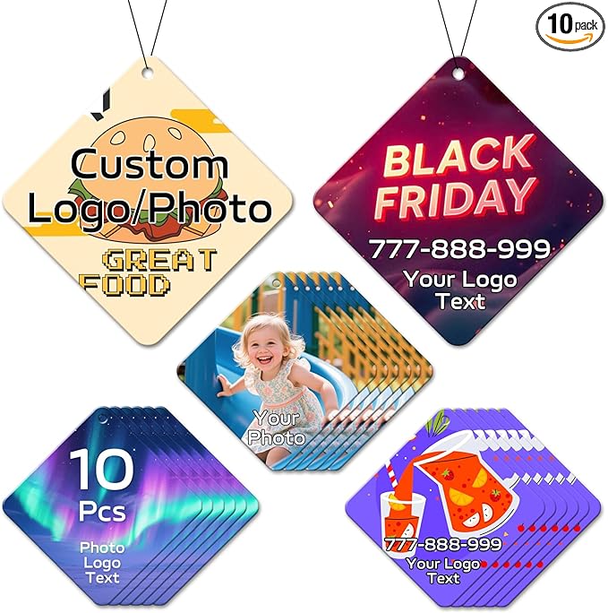 HINFKA 10-1000 Pcs Custom Air Fresheners with Picture – Personalized Double-Sided Photo or Logo Bulk Air Freshener, Customized Gifts for Corporate and Business Branding