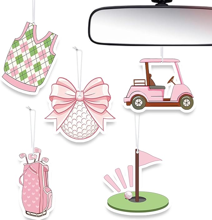 Car Air Fresheners,5-Pack Golf Green Tea Scents Cute Car Accessories,Funny Hanging Ornament Decor for Rearview Mirror,Long-Lasting Fresh Gifts for Women,Girls,Coworkers,Golfer