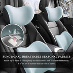 Car Headrest & Lumbar Support Cushion, Ergonomic Memory Foam Car Neck Back Support w/Removable Cover, Universal Breathable Lumbar Cushion Headrest Pillow with Adjusatble Strap (Sky Blue)