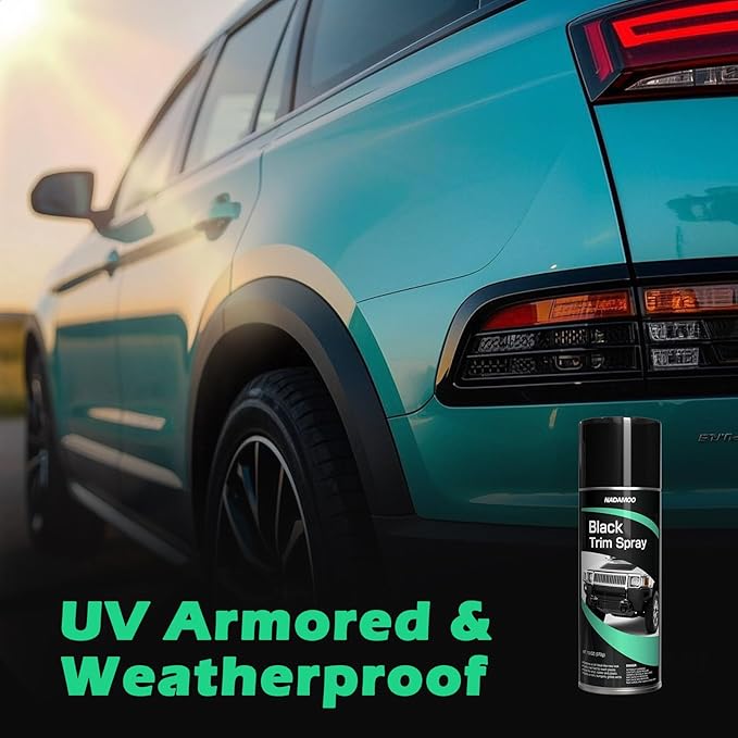 NADAMOO Automotive Black Trim Spray Paint, 1 Can, Instantly Revives Color for Car Plastic Vinyl Rubber, Vehicle Exterior and Interior Plastic and Trim Restorer Aerosol Paint Can, Satin Finish