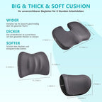FLORICH 3 PCS Seat Cushion for Carseat Lumbar Support Pillow Car Neck Headrest Pillows Memory Foam Gel Memory Foam Massage Point Seat Pads Pressure Relief Back Cushion for Office Chair(Light Grey)