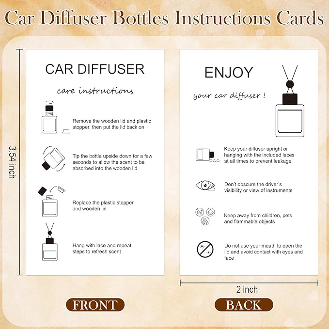 100 Sets Car Diffuser Bottles Empty Bulk Hanging Car Air Freshener Diffuser Bottles Glass Perfume Holder with Instruction Cards for Essential Oil Wedding Bridal Birthday Gifts (Heart)