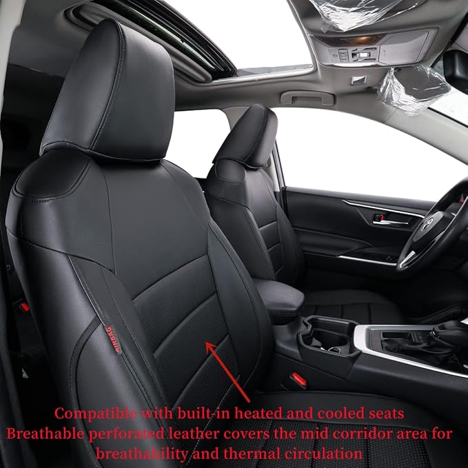coverdream Custom Seat Covers Compatible with Select Toyota RAV4 Hybrid 2016 2017 2018 Models - Leatherette (Black,Full Set)