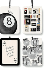 Black Preppy Car Air Freshener 4 Pcs, Trendy Retro Ace Card Lucky 8 Ball Disco Ball Hanging Air Freshener for Cars Closet Drawer Books, Girly Car Accessories Mirror Decor for Women