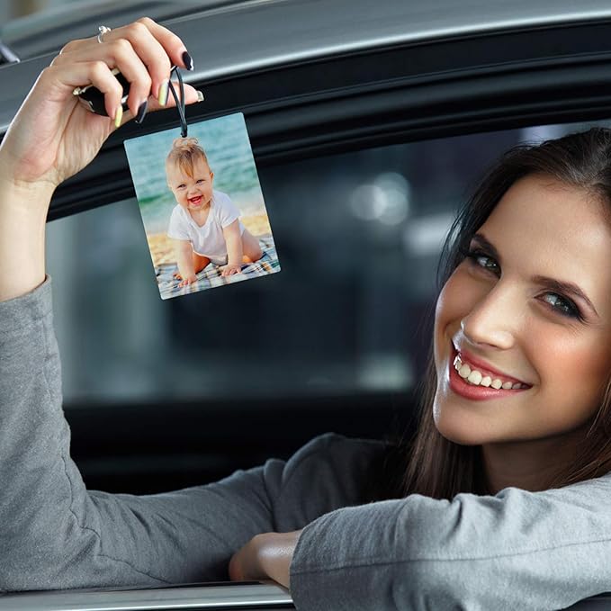 Maitys 50 Pieces Sublimation Air Freshener Blank Sheets DIY Felt Air Freshener Rectangle Fragrant Sheets with 100 Pieces Bags and Elastic Rope for Car and Home Hanging Decoration Interior Decor