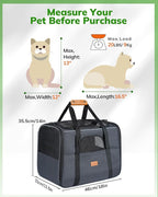 Morpilot Pet Carrier for Large Cats, Small Dogs & Puppies Up to 25lbs, Escape-Proof with Locking Zippers, Dual-Sided Cushion, Safety Buckle for Car & Vet Travel, Includes Foldable Bowl (Dark Gray)