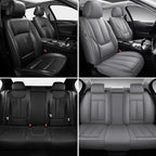Leather Car Seat Covers,Car Seat Covers Full Set,Automotive Seat Covers 5 Seats,Fit for Most Cars SUV and Most Sedans Grey