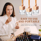 Rtteri 100 Pcs Hanging Car Air Freshener Diffuser Bottles Empty Glass Perfume Diffuser Vials Refillable Oil Aromatherapy Pendant with Wooden Caps and Hanging String for Car Home Office Decor(Square)