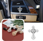 2PCS Cross Car Air Vent Clip Shiny Rhinestone Car Essential Oil Diffuser Car Interior Charm Decoration Accessories for Women Men Auto Interior Decor