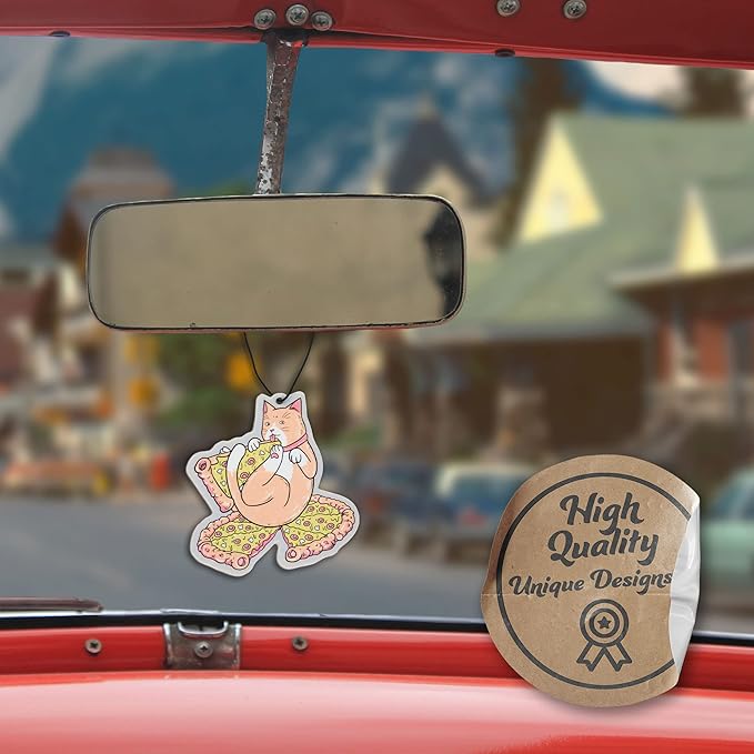 4 Pack Furry Friends Car Air Freshener Collection (Pizza Cat)