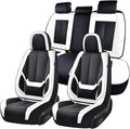 Coverado Seat Covers, Car Seat Covers Full Set, Leather Seat Covers for Cars, Car Seat Protector, Black Car Seat Covers Front Seats and Back Seats Universal Fit for Most Cars White