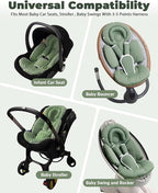 Infant Car Seat Insert with Extra Cushion for Preemie to Toddler, Reversible Newborn Carseat Insert for Baby Head Body Support, Fits for Stroller, Baby Swing, Bouncer - Dots, Dark Green