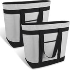 mosago 2PK Insulated Grocery Tote Bags, Large 39L Reusable Cooler Bags with Zipper, Leak-Resistant Thermal Shopping Bag for Food Delivery, Beach, Travel, Picnic & Camping, Collapsible