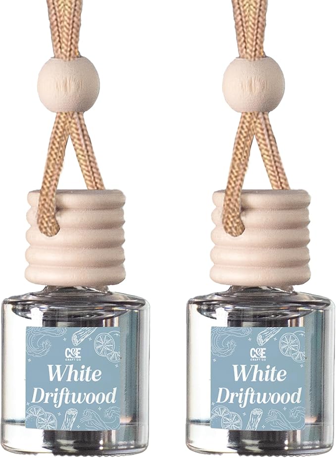 CANDECraftCo Car Air Hanging Fragrance Oil, Car Auto Freshener for Essential Oils, Scents Fragrance Aromatherapy Automobile Diffuser, Long Lasting (White Driftwood)