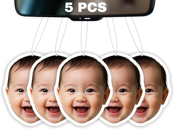 5pcs Custom Air Fresheners with Picture,Personalized Double Sided Photo Air Freshener for Car with Scents Freshener, Customized Face Air Freshener Car Wardrobe Bathroom Hanging Ornaments