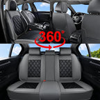 Coverado Seat Covers Full Set, Faux Leather Seat Covers for Car, Waterproof Car Seat Protectors 5 Seats, Automotive Seat Covers Universal Fit for Most Cars SUV Trucks- Gray&Black