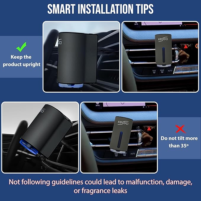 Smart Car Air Freshener: Revolutionary Smart Car Diffuser Vent Clip with 3 Exclusive 10 ml Fragrances (Fresh Essence Collection)