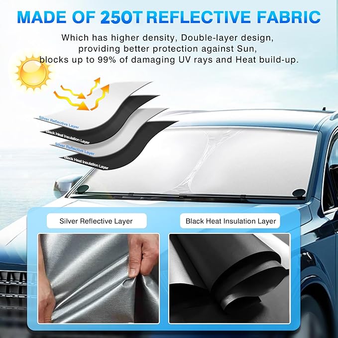 KUST Custom Fit Windshield Sun Shade for 2020-2024 2025 2026 Toyota Corolla (Not for Corolla Cross) Accessories Sunshade Sun Visor Protector Foldable Blocks UV Rays Keep Cooler