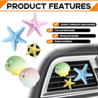 5PCS Seashell and Starfish Car Air Vent Clips, Colorful Ocean Series Car Air Freshener Diffuser, Beach Theme Car Interior Decoration Accessories (No Aromatherapy Tablets)