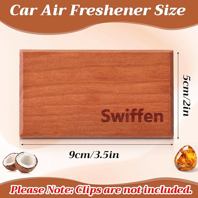 2 Pcs Wood Car Air Freshener Starter Refill Kit Car Odor Eliminator, Scent Deodorizer Vehicle Scent Diffuser for Cabin, Truck & Suv Visor Clip, No Clip Included(Amber, Coconut)
