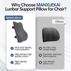 Lumbar Support Pillow for Office Chair, Back Support Pillow with Memory Foam, Relieves Back Pain, Removable Washable Cover & Adjustable Strap, for Car/Gaming Chair,Gift-Dark Grey
