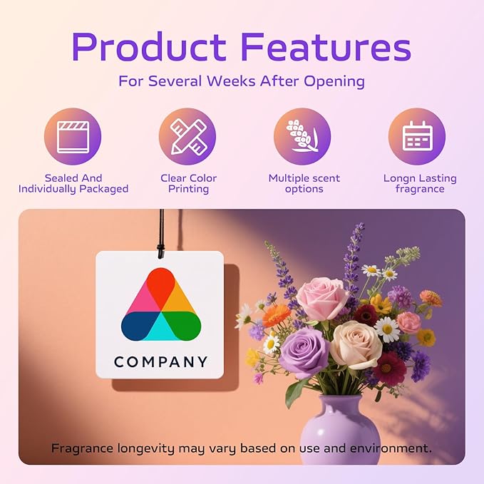 HINFKA 10-1000 Pcs Custom Air Fresheners with Picture – Personalized Double-Sided Photo or Logo Bulk Air Freshener, Customized Gifts for Corporate and Business Branding
