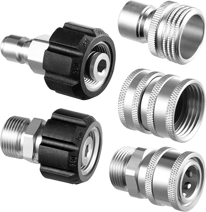 Twinkle Star Pressure Washer Adapter Set, Stainless Steel Quick Disconnect Kit, M22 14 mm Quick Connect Swivel to 3/8'' Quick Connect Fittings, 3/4" to Quick Release 9 Sets