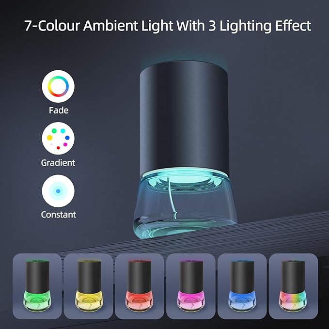 Waterless Essential Oil Diffuser 100ML Large Capacity Battery Operated Cordless Aromatherapy Diffuser with Timing & 3 Mist Levels car Diffuser 7 Colour Led Lights (Black-4)