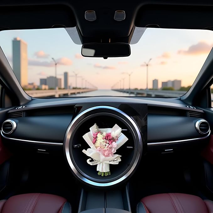 Fresh Flowers Mini Dried Flowers Bouquet for Car Air Vent Clips, Car Air Outlet Perfume Decoration, Air Fresheners Interior Accessories,Automotive Air Fresheners (white, Random fragrance)