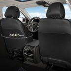 Coverado Car Seat Covers 5 Seats, PU Leather Seat Covers Fullset, Printed Breathable Mesh Design, Front and Rear Car Seat Protectors, Luxury Automotive Seat Covers Universal Fit for Most Cars, Black