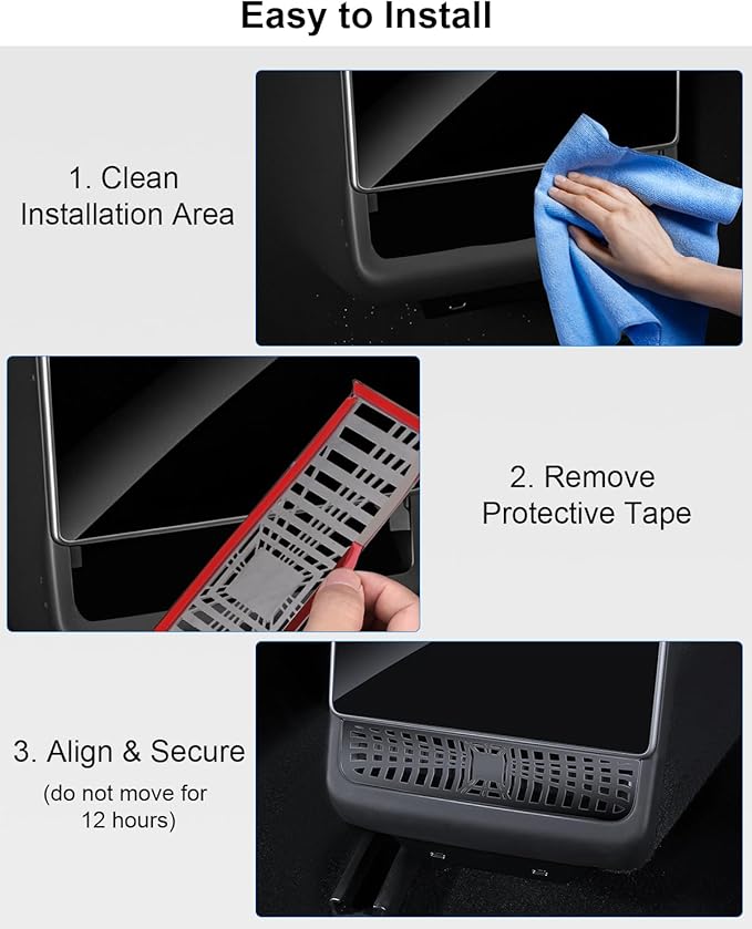 Tesla Air Vents Cover Model Y Juniper Model 3 Highland Alloy Rear Seat Center Console Air Vent Trim Cover Tesla Model 3 Accessories Backseat Air Condition Outlet Protector Black